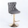 Furniture,Golden Swivel Velvet Barstools Adjusatble Seat Height from 25-33 Inch